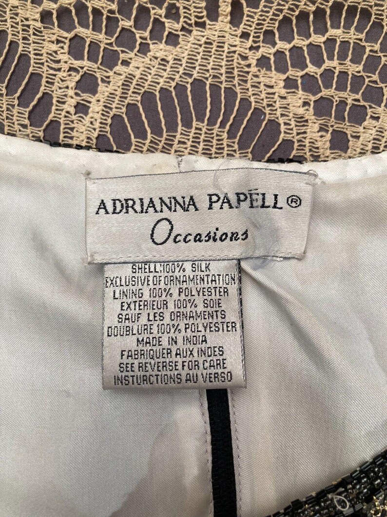 Adrianna Papell Occasions Blouse Vintage 90s Silk Beaded Art Nouveau Size Medium image 4