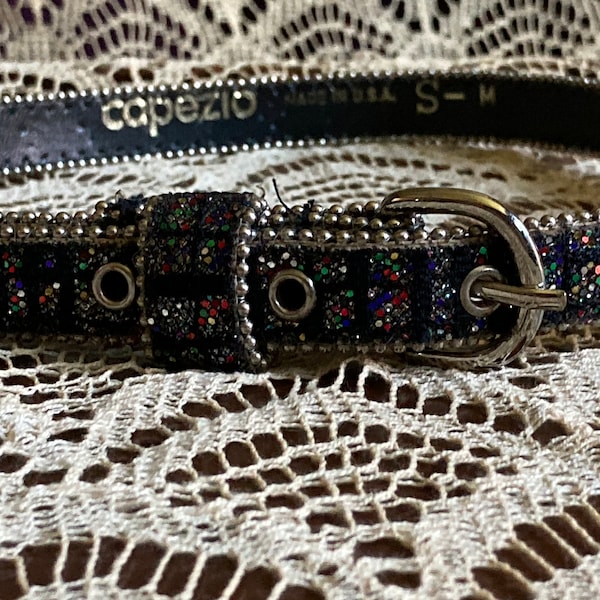 Vintage 1980s Capiezo Glitter Kids Belt | 80s New Wave Fashion | Size XXS |