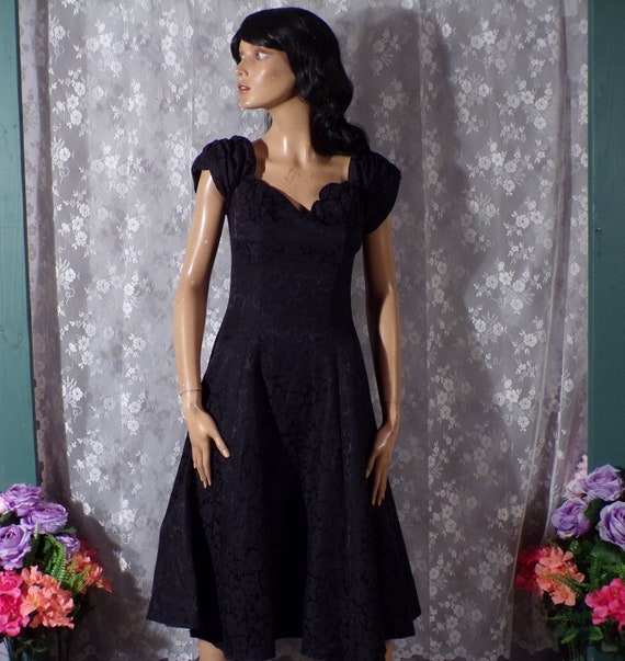 Vintage 1980s Black Party Dress with Crinoline 80… - image 3