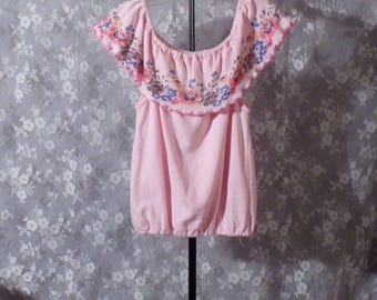 Top vintage z lat 60., różowy, boho, hipisowski, pin-up, rockabilly, krótki top z lat 60., rozmiar średni