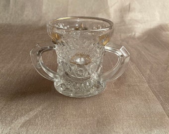 Vintage 1930s Cut Glass Loving Cup | 30s Home Decor | As Is |