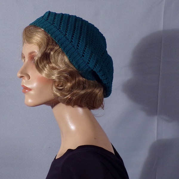 Vintage 2000s Turquoise Beret | Y2K Indie Sleaze Hat |