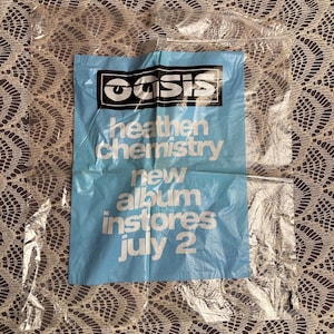 Oasis Heathen Chemistry Store Promotion Bag Vintage 2000s Britpop Y2K Clear Blue