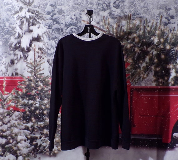 Vintage 1990s Black Christmas Sweatshirt with Sil… - image 2