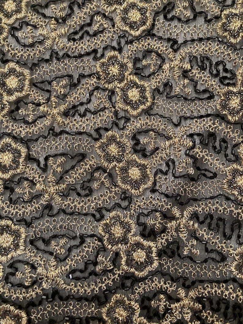 Adrianna Papell Occasions Blouse Vintage 90s Silk Beaded Art Nouveau Size Medium image 3