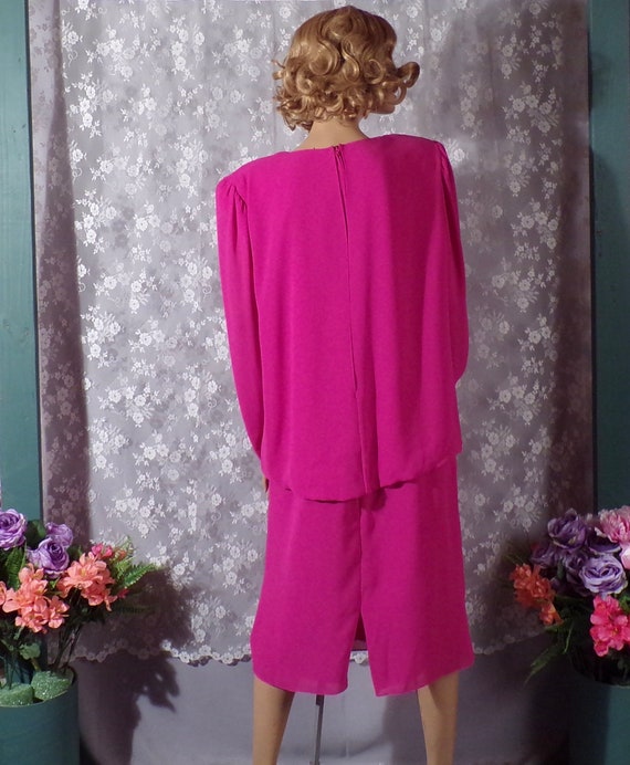 Vintage 1980s Hot Pink Sequin Cocktail Dress | 80… - image 5