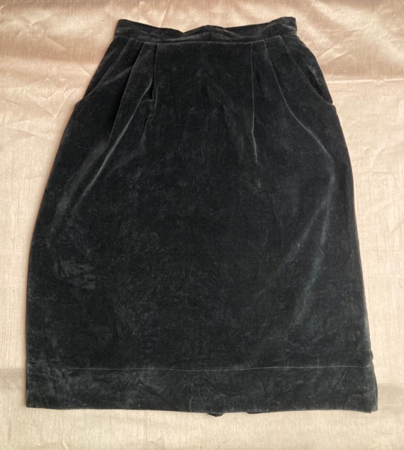 Vintage 1950s Black Velvet Pencil Skirt | 50s Pin… - image 2