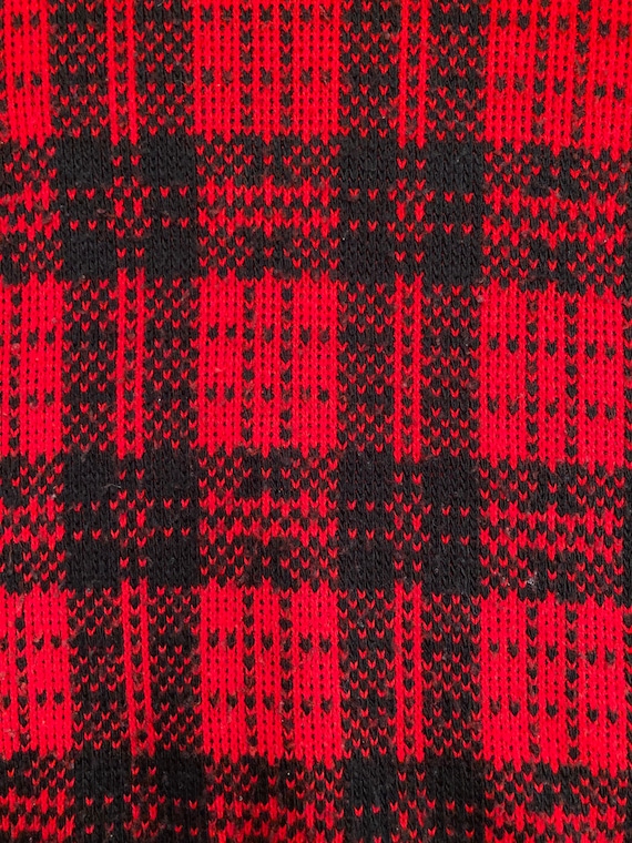 Vintage 1980s Black Red Plaid Sweater | 80s Pullo… - image 6