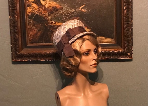 Vintage 1960s Light Brown Straw Cloche Style Hat | 60s  display picture 2