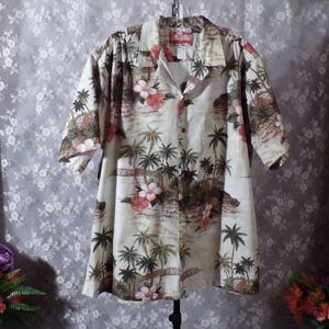Vintage Hawaiihemd 90er Jahre Rockabilly Swing Tropisch Retro Tiki Sommer Gr. XL