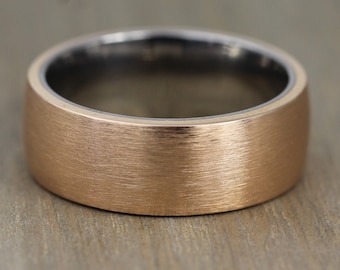 Bronze & Titanium Wedding/Anniversary Ring Band  5mm to 9mm wide Brushed/Matt finish with polished, comfort fit inside Free Personalisation