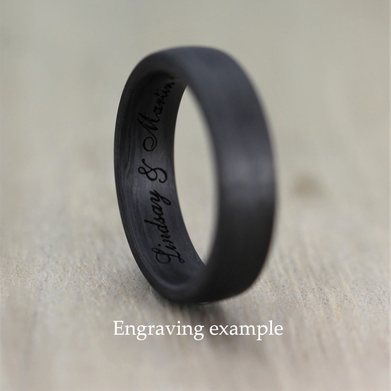 6mm Carbon Fibre & Rose Gold Wedding/Engagement ring with Free Engraving Wedding band image 5