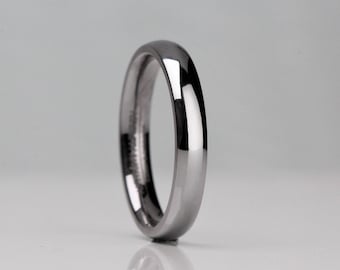 Slim/Thin Polished Tantalum Wedding Ring band, in 2.5mm to 3.5mm width. polished Finish, Slight Dome, Comfort Fit with FREE Engraving!