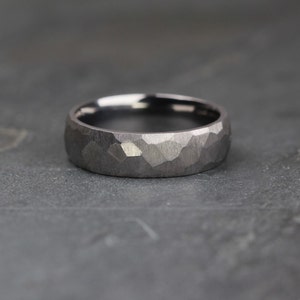 Tantalum Wedding Ring Band, Faceted/Hammered, in 3mm - 7mm widths, Matte/Brushed finish, Slight Dome, Comfort Fit with FREE Personalisation!