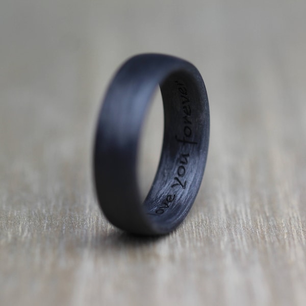 Carbon Fibre Wedding / Engagement Ring, choice of 5mm - 10mm wide, FREE ENGRAVING! Carbon Fiber Black Wedding Band