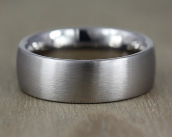 Titanium wedding ring, Matt/Brushed Finish, Slight Dome & Comfort Fit with FREE Engraving. Titanium Wedding band 5mm to 10mm widths