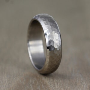 Titanium, Hammered effect Wedding/Engagement Ring, with FREE Engraving. Wedding Band Hammered Effect. 5mm to 10mm widths