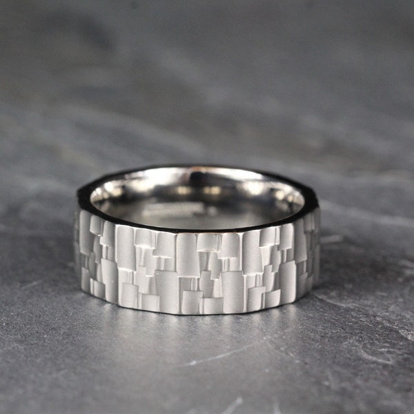 Titanium, Textured Ring with FREE Engraving! Wedding/Engagement band. Mans Wedding Band, brushed/matt and comfort fit