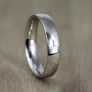 Polished Titanium wedding ring band, 3mm to 8mm widths available with Comfort Fit and FREE Engraving. Polished/Brushed/Matt finishes