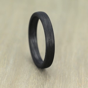 3mm, Carbon Fibre, Wedding/Engagement Ring with FREE engraving. Black Carbon Fiber wedding band. Alternative wedding ring