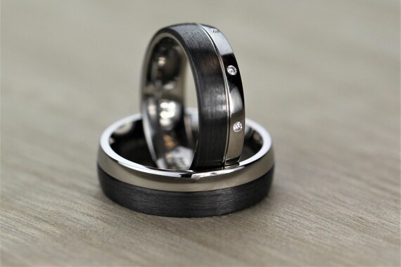 Carbon fiber wedding band sets deals