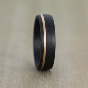 6mm Carbon Fibre & Rose Gold Wedding/Engagement ring with Free Engraving Wedding band image 4