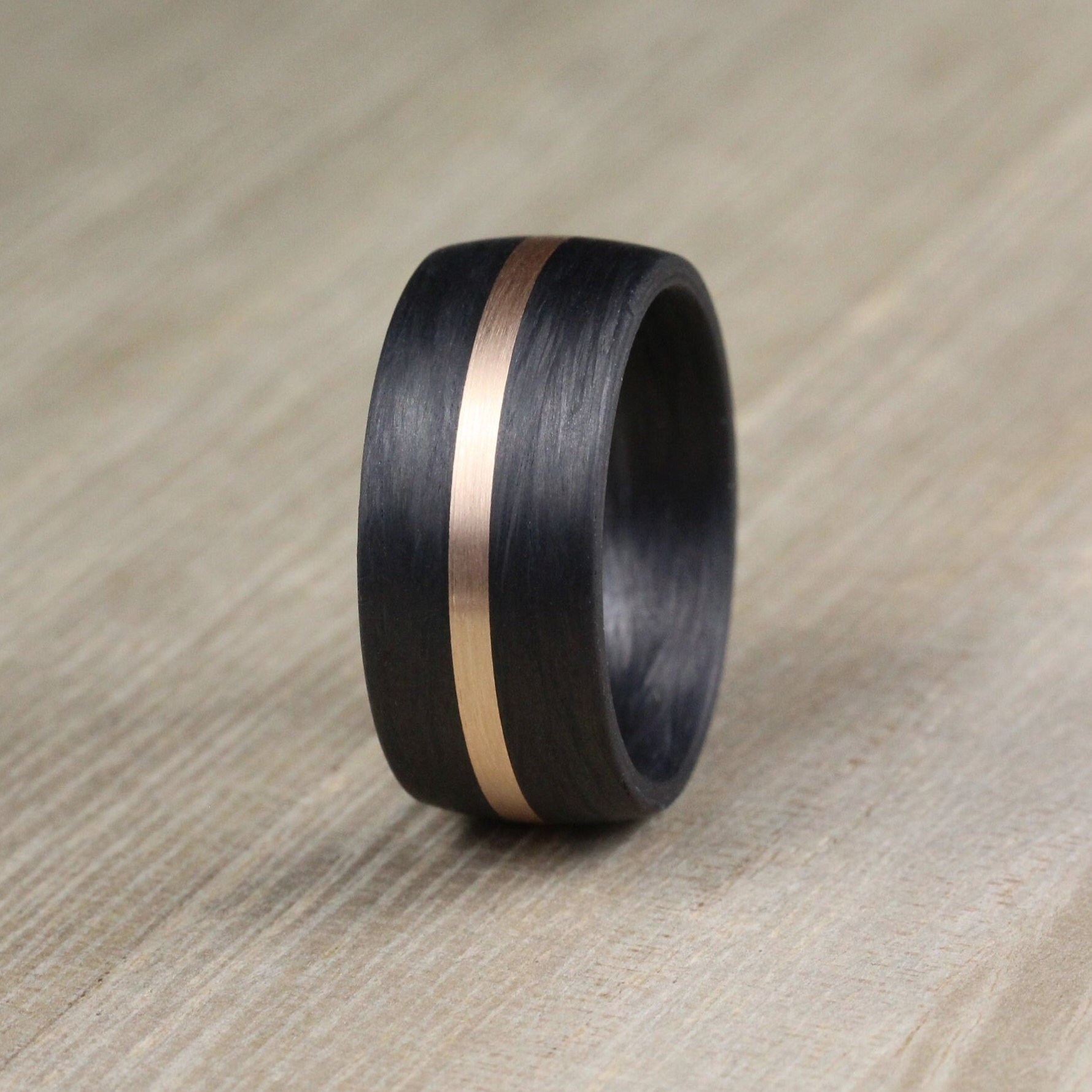 Terrazzo Men's Wedding Ring with Carbon Fiber and 14k Yellow Gold