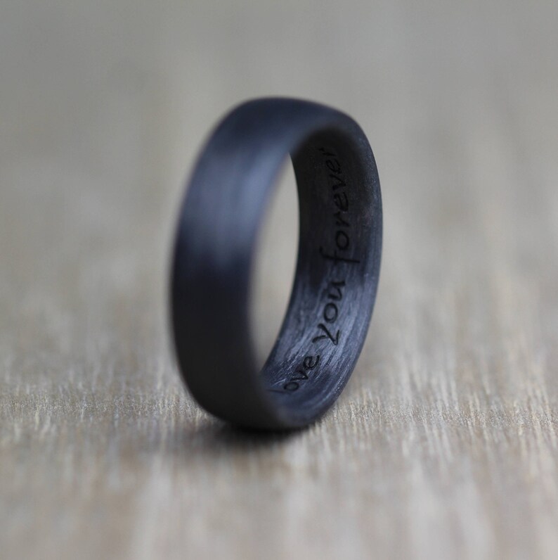 8mm Carbon Fibre & 14k Rose Gold mans Wedding/Engagement ring with FREE Engraving image 6
