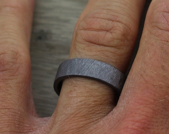 Tantalum Wedding Ring, in 4 to 7mm width. Matt Finish, Comfort Fit with FREE Engraving! Wedding/Engagement Band Flat Court Tantalum
