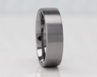 Tantalum Wedding Ring, in 4 to 7mm width. Matt Finish, Comfort Fit with FREE Engraving! Wedding/Engagement Band Flat Court Tantalum