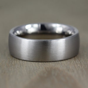 5mm - 9mm wide Titanium, Matt/Brushed Finish, Wedding Ring Band. FREE Engraving Classic court with Super comfort fit. Slight Dome men&#39;s ring