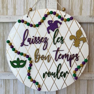 MARDI GRAS 'Laissez les bon temps rouler' door hanger