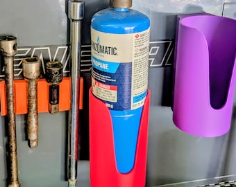 Magnetic Propane Tank Holder for Torch Bottles – Wall Mount Organizer for Bernzomatic Cylinders – Garage Tool Storage