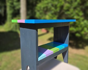Handmade Wooden Children's Bookshelf | Montessori Rainbow Book Display Shelf