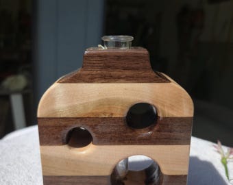 Handcrafted Wood Bud Vase | Modern Natural Wood Home Décor, Single Bloom Accent