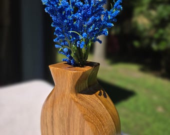 Handcrafted Oak Bud Vase | Modern Minimalist Wood Flower Decor