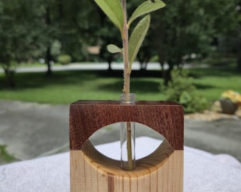 Modern Wood Bud Vase | Pine African Mahogany Minimalist Home Décor
