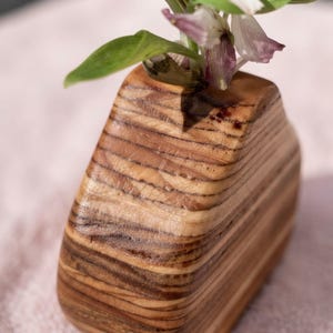 Wooden Bud Vase, Layered Pine Single Stem | Modern Wood Decor