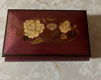 Italian Hand Made Inlaid Wood Musical Jewelry Box