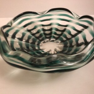 Hand Made Swirl Art Glass Centerpiece Bowl