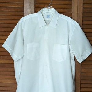 Vintage Arrow Mid-Century 100% Cotton White Short-Sleeved Men's Dress Shirt Size X-Large Arrow Bi-Way image 1