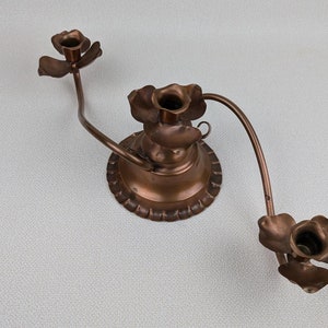 Vintage Gregorian Copper Candelabra - Gregorian Copper No. 483 - Rose Motif - Floral Motif - Made in USA