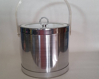Vintage Georges Briard Brushed Chrome Finish Vinyl 3Qt Ice Bucket - NIB