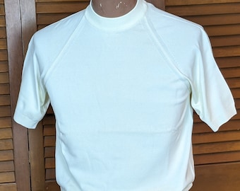 Vintage 1970's Trend Fashions Men's Short Sleeve Mock Neck Pullover - Ban-Lon Type Knit- Size Medium - Huntley of New York