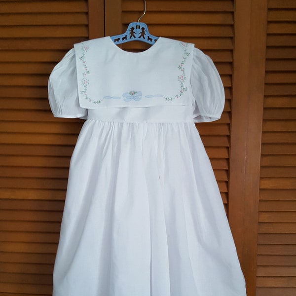 Vintage 1980s Strasburg by Sheree Aust Child's White Dress - Size 6