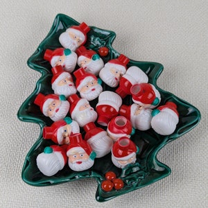Vintage Santa Head Mini Blow Mold Christmas Light Covers - Set of 19