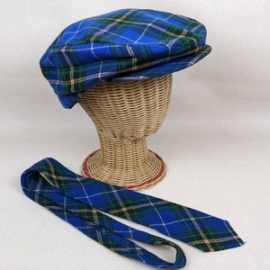 Vintage Nova Scotia Tartan Flat Cap With Matching Necktie - Wool - Eastern Hats and Caps - Bonda Textiles