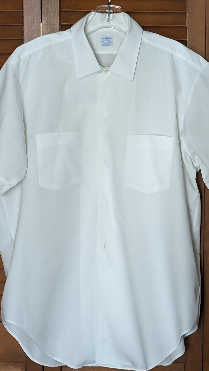 Vintage Arrow Mid-Century 100% Cotton White Short-Sleeved Men's Dress Shirt Size X-Large Arrow Bi-Way image 2