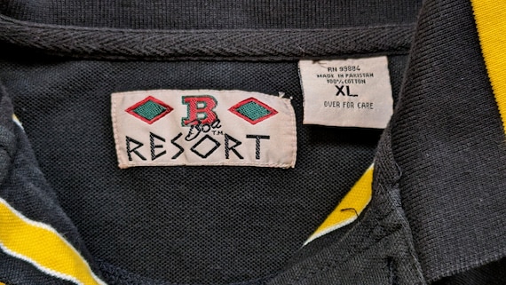 Vintage 1980s Boa Resort Polo Shirt - Black and Y… - image 10