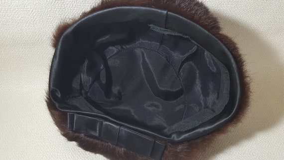 Vintage 1960s Deep Brown Natural Fur Hat - Modifi… - image 6